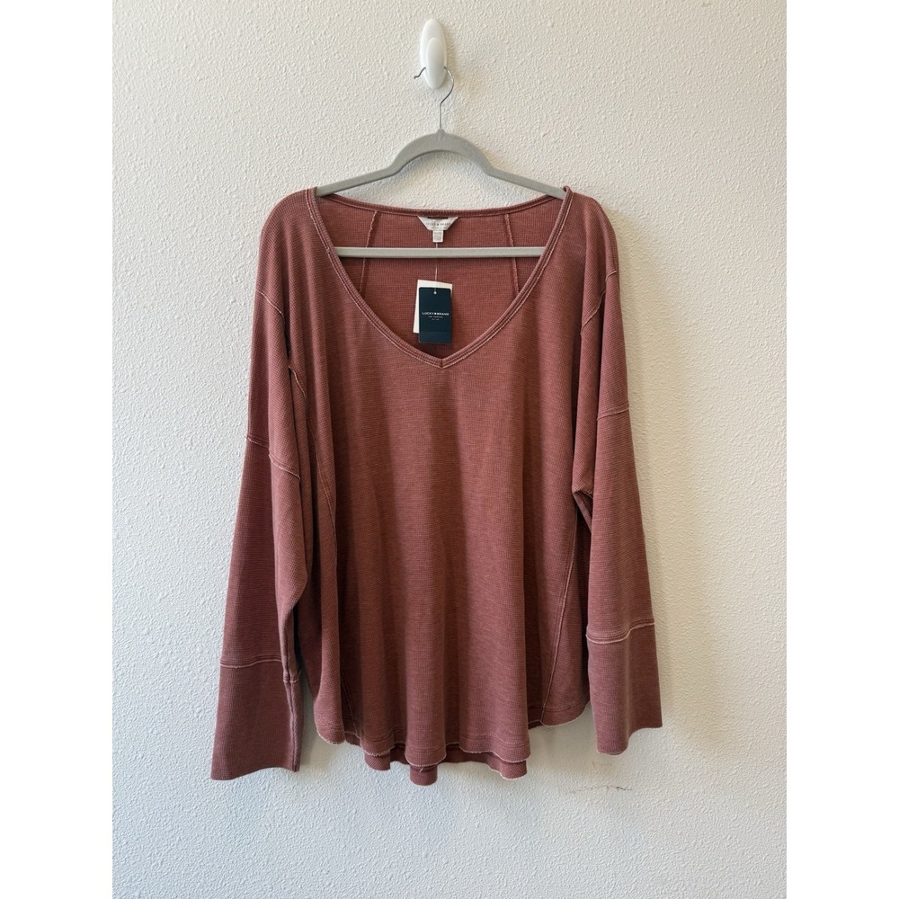 Lucky Brand Dusty Rose V-Neck Long Sleeve Sweater, NWOT